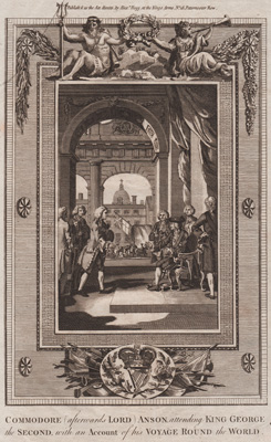 Commodore (afterwards Lord) Anson, attending King George the Second, with an Account of his Voyage Round the World